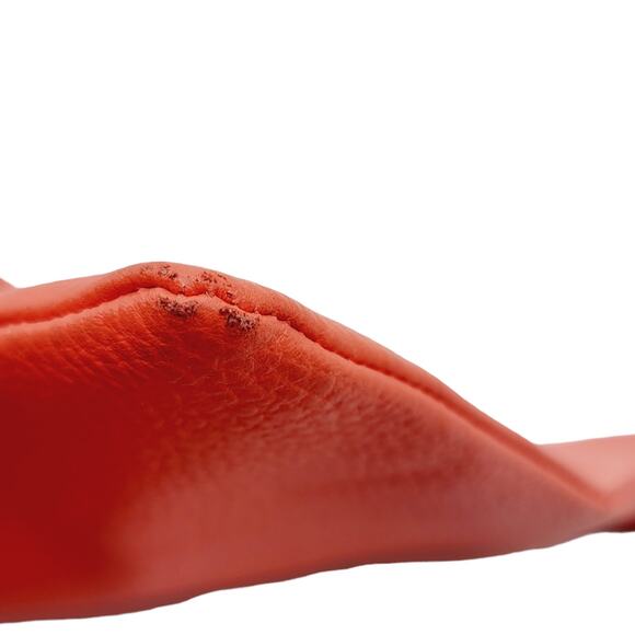 Made In Italy Pebble Grain Leather Orange Adjustable Crossbody Zip Handbag - Picture 7 of 12